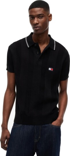 Tommy Jeans Tjm Reg Ss Badge Knit Polo Ext Black M Tommy Jeans Tjm Reg Ss Badge Knit Polo Ext Black M