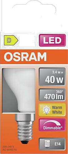 Osram led lyspære e14 classic p40 470lm matt dimbar varmhvit