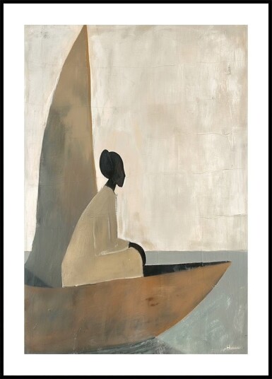 Woman On Boat Poster Plakat / 21x30cm