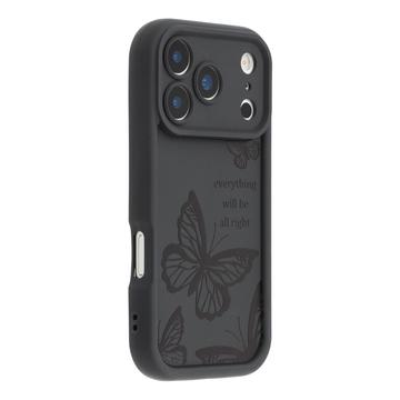 iPhone 17 Pro Max TPU-deksel med sommerfugltrykk - svart