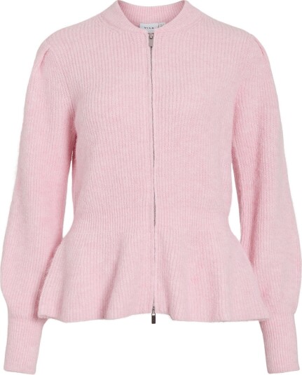 Vila Vigracie L/S Peplum Zip Knit Cardi/Pb/Rn   BALLET SLIPPER   M