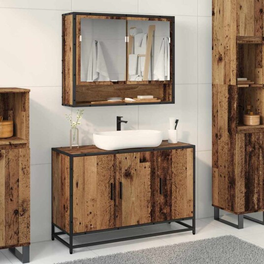  Baderomsvaskeskap Gammelt tre 90 x 33 x 60 cm Konstruert tre