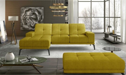 Hjørnesofa Eltap Torrense 265x175x98 cm Omega 68 Gul Venstre