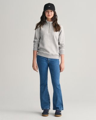 Teens Shield Sweatshirt med halv glidelås LIGHT GREY MELANGE 170