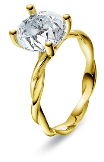 Pan Jewelry Drops, Ring i 585 gult gull med Bergkrystall