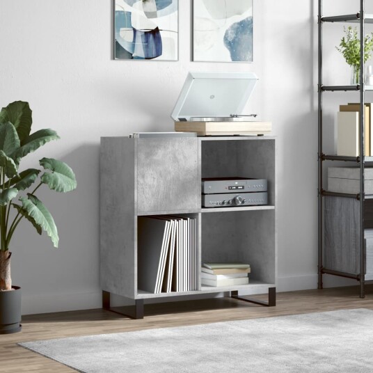 Hifi benk betonggrå 84,5x38x89 cm konstruert tre Hifi benk betonggrå 84,5x38x89 cm konstruert tre