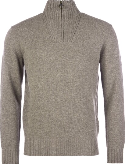 Barbour Men's Essential Lambswool Half Zip Knitted Jumper Dark Stone L