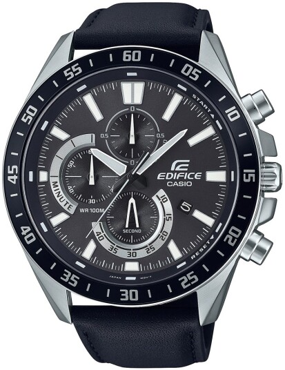 Casio Herreklokke EFV 620L 1AVUEF Edifice Sort/Lær Ø50.5 mm