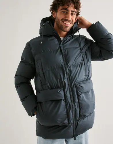 Rains Alta Long Puffer Cargo Jacket W3T4 Vinterjakker Blå
