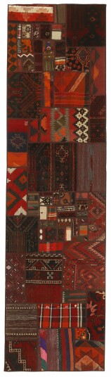 Håndknyttet. Opphav: Persia / Iran Kelim Patchwork Teppe 80x302