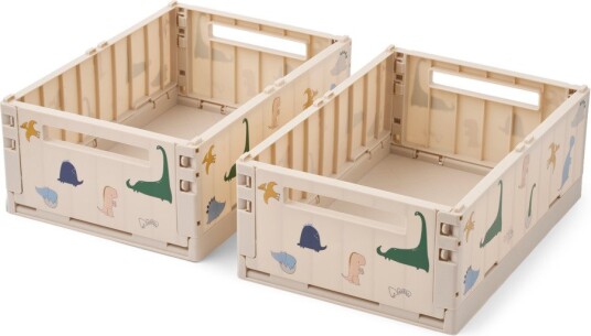 Liewood Weston Printed Storage Box M 2-Pack DINO ROAR / SANDY One Size Liewood Weston Printed Storage Box M 2-Pack DINO ROAR / SANDY One Size