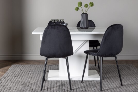 Venture Home Pluto Spisegruppe 120 cm Rektangulær med 4 Polar Stoler Sort