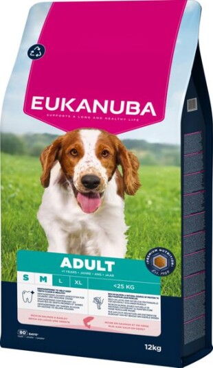 Eukanuba Tørrfôr til Voksne Små og Medium Hunder med Laks og Bygg 12 kg Eukanuba Tørrfôr til Voksne Små og Medium Hunder med Laks og Bygg 12 kg