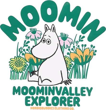 Moomin T skjorte til barn Mummitrollet med blomster Hvit (98 104)   98 104