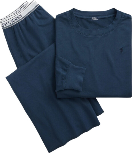 Polo Ralph Lauren Intimates Sweatshirt & Wide Leg Pant Set   Navy   S