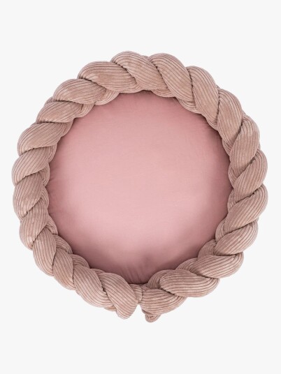 Meowbaby Aesthetic Babynest Med Flettet Beskyttelse & Leketeppe Powder Pink