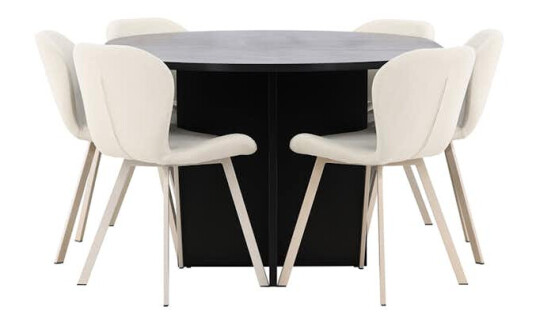 Spisegruppe Venture Home Strada Ø120 cm med 6st Lilja Spisestoler