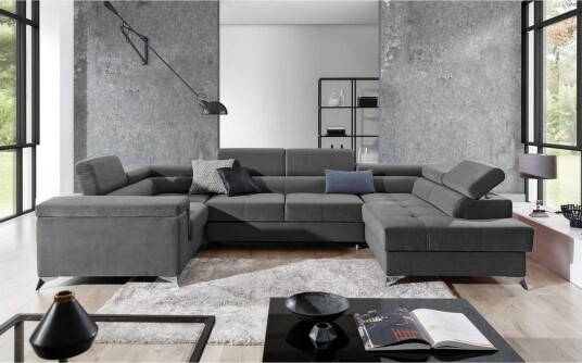 Hjørnesofa Eltap Thiago 342x208x88 cm Paros 06 Mørk grå Høyre