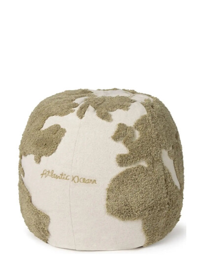 Lorena Canals Pouf World Map Rugcycled Khaki green 45X 50CM Lorena Canals Pouf World Map Rugcycled Khaki green 45X 50CM