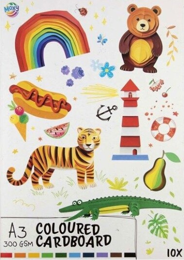 Creative Craft Group Coloured Cardboard A3 10 Sheets 10 Colours 300 Gsm