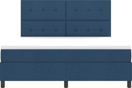 Box Spring Seng med Madrass & LED Blå 180x200 cm Stoff