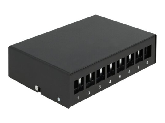 Delock - Blankt Keystone Pluggbord - Veggmonterbar Din-Skinnemonterbar - Svart - 8 Porter