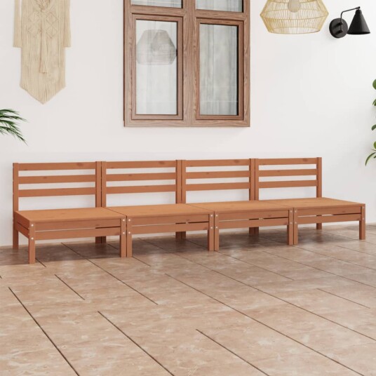 vidaXL Hagesofagruppe 4 deler honningbrun heltre furu