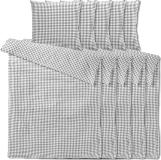 PULSIVA Sengestøy sett Carrano i krepp; 135x200 cm BxL 80x80 cm LxB; Grå; 5 Sett / Forpakning