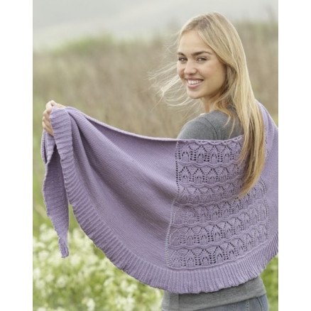 Lavender Leaves by DROPS Design Sjal Strikkeoppskrift 175x45 cm