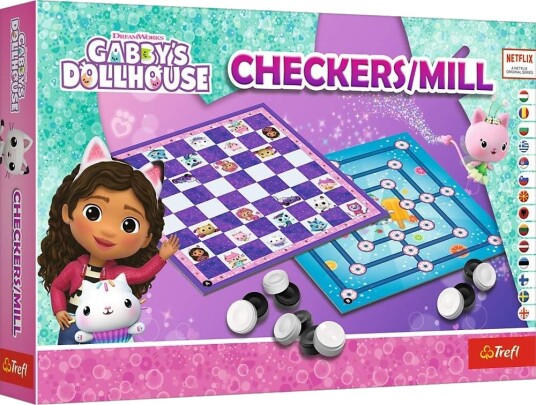 Northix Checkers & Mill brettspill for Gabby's Dollhouse Playtime 02858T