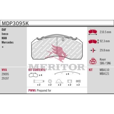 Bremseklosser MERITOR MDP3095K Bremseklosser MERITOR MDP3095K