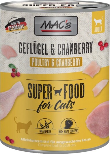 Mac´S Cat Fjærkre & Tranebær 6 X 800 G Mac´S Cat Fjærkre & Tranebær 6 X 800 G