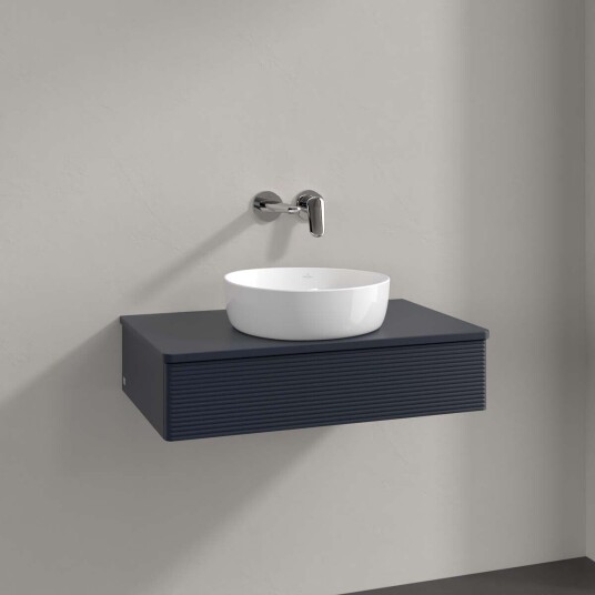 Villeroy & Boch Antao Servantskap med 1 skuff 80x50x19 cm u/lys Blå Matt Villeroy & Boch Antao Servantskap med 1 skuff 80x50x19 cm u/lys Blå Matt