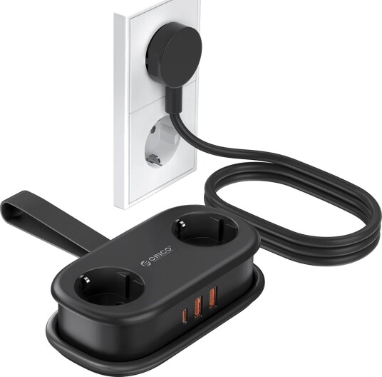Orico 5-i-1 Strømskinne med 2x AC, 2x USB-A og 1x USB-C - Svart