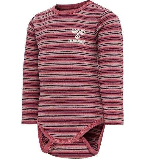 Hummel Body I/e HmlUnited Stripete Woodrose 1 år 80 Langermet Body Rosa