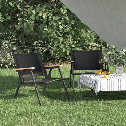 vidaXL Campingstoler 2 stk svart 54x43x59 cm oxfordstoff vidaXL Campingstoler 2 stk svart 54x43x59 cm oxfordstoff