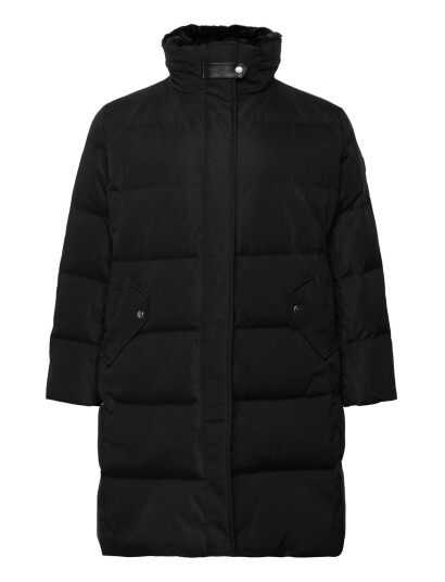 Lauren Women Faux Fur Trim Funnelneck Down Coat Black 54 56