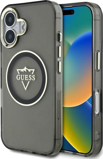 Guess IML Metal Mountain Logo MagSafe deksel for iPhone 16 - svart