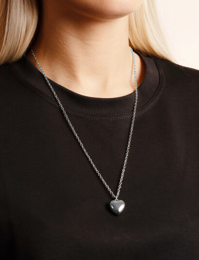 SNÖ of Sweden Cute Big Heart Neck 50 Plain S 50 Cm Silver 50 CM