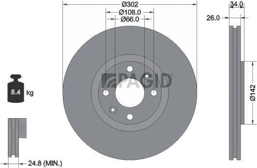 PAGID 54332NC Bremseskive PAGID 54332NC Bremseskive