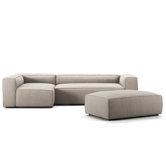 Decotique Grand 4 Seter Sofa Divan Venstre åpent endestykke med Fotskammel Sandshell Beige