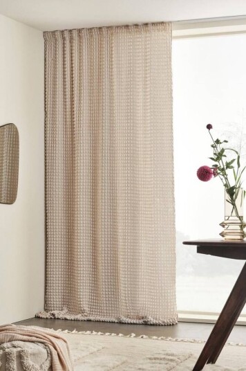 Bubbly gardin med multifunksjonsbånd 1 lengde Beige