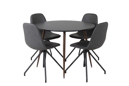 Venture Design Plaza & Polar spisegruppe Svart/svart 4 st stoler & bord 100 cm