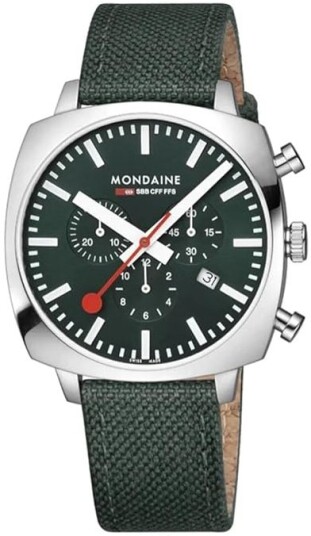 Mondaine Herreklokke MSL.41460.LF.SET Cushion Grønn/Lær