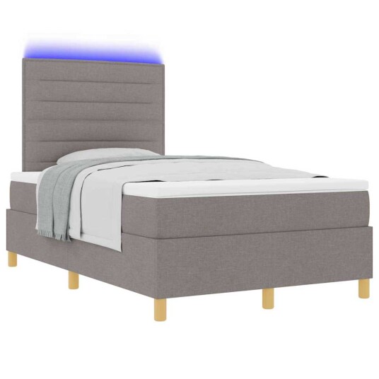 Boksen seng med madrass og LED Taupe 120x200 cm Stoff