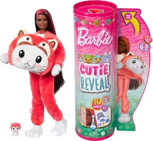 Barbie Cutie Reveal Dyrekostyme Dukke Katt / Rød Panda