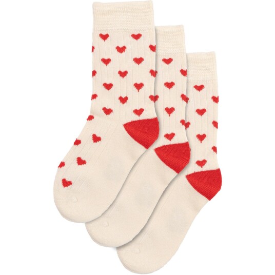 minipop® Bright Red Bambus Heart Strømper 3 Pakning 23 26