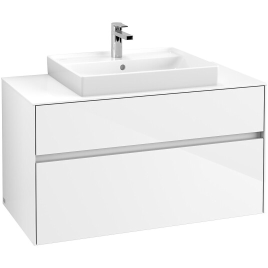 Villeroy & Boch Collaro Servantskap med 2 skuffer 100x50x54,8 cm u/lys Hvit Høyglans Villeroy & Boch Collaro Servantskap med 2 skuffer 100x50x54,8 cm u/lys Hvit Høyglans