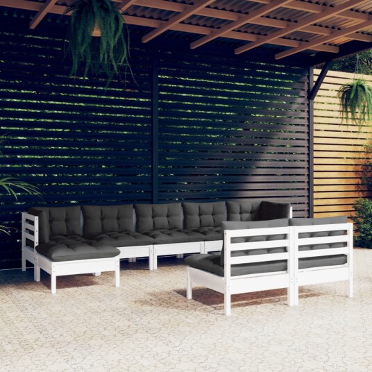  Hagesofagruppe med puter 9 deler hvit heltre furu 3097104