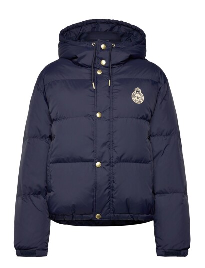 Sporty & Rich Crown Logo Hooded Down Jacket Navy S Sporty & Rich Crown Logo Hooded Down Jacket Navy S